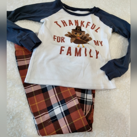 The Children's Place Thanksgiving turkey pajamas set top and pants size 6 unisex - Picture 1 of 3